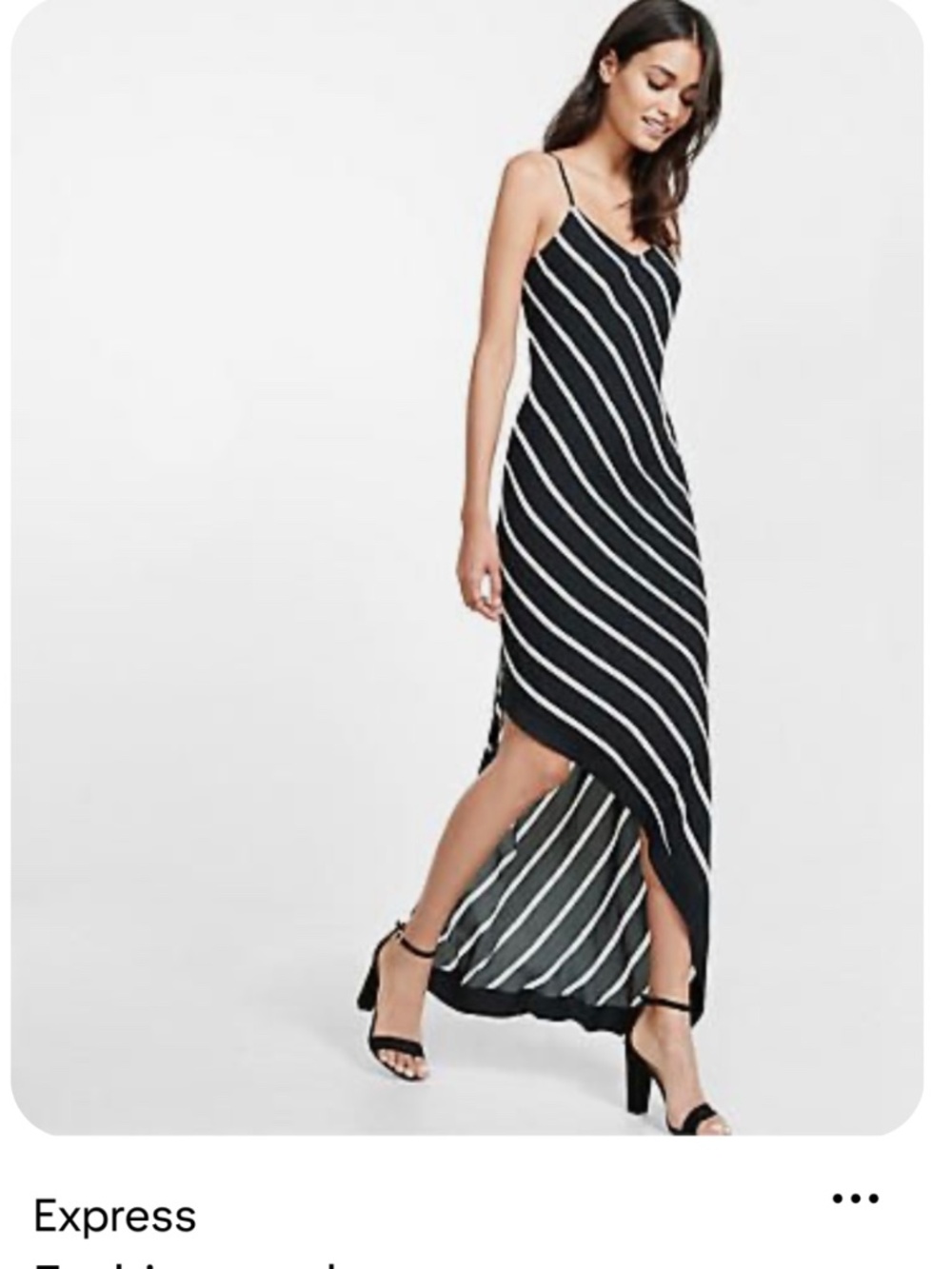 Express~Black and White Diagonal Stripe Maxi Dress~Asymmetrical Hem~Size XS